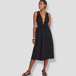 FAITHFUL THE BRAND Andressa Tie- Front Midi Dress Black